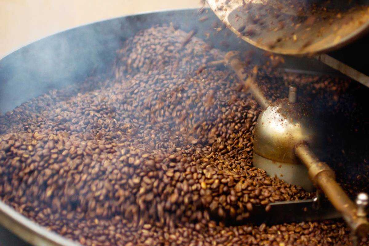 Coffee for all the senses. Closeup shot of coffee beans being roasted
